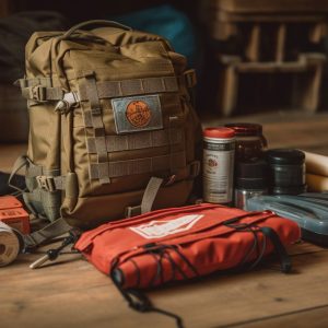 Hiking backpack made of durable leather material generated by artificial intelligence